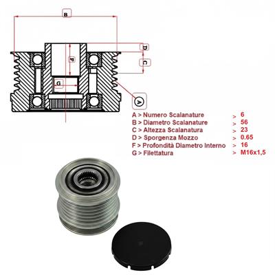 Puleggia a Ruota Libera Alternatore IVEG TC0857 Audi Seat Skoda Volkswagen